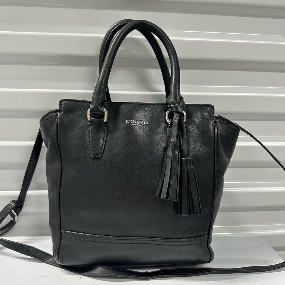 Elegant Black Leather Tote Bag